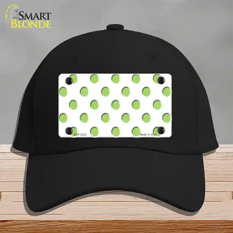 Lime Green Polka Dots White Novelty License Plate Hat Cotton / Black