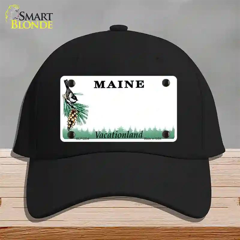 Maine State Blank Novelty License Plate Hat Cotton / Black