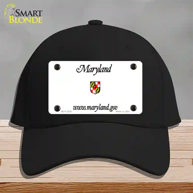 Maryland Gov State Blank Novelty License Plate Hat Cotton / Black