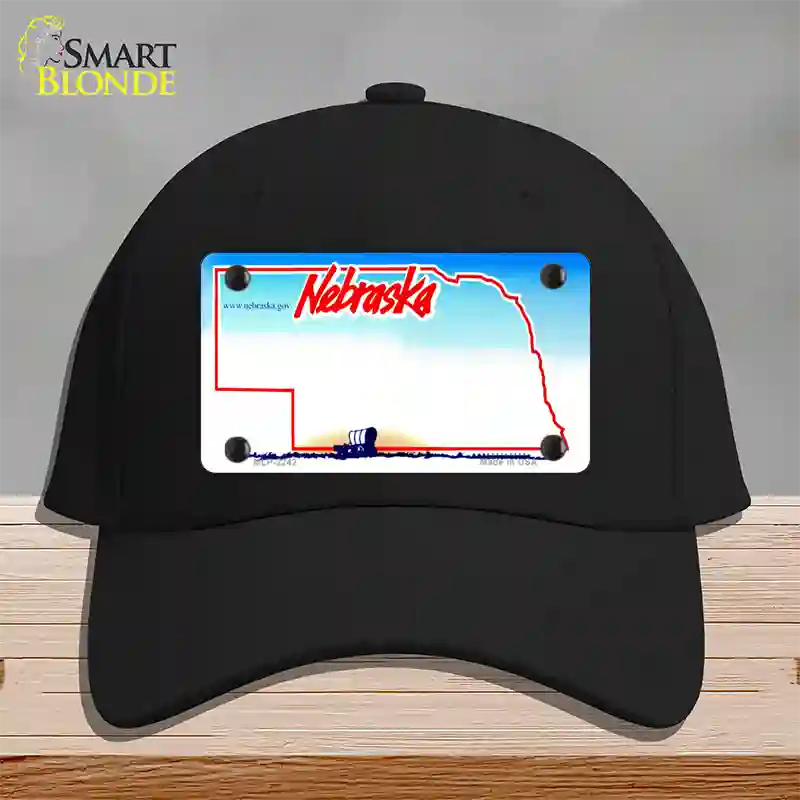 Nebraska State Blank Novelty License Plate Hat Cotton / Black