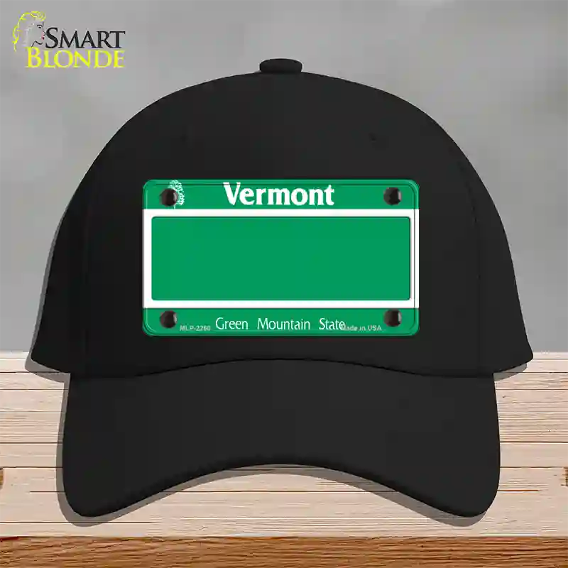 Vermont State Blank Novelty License Plate Hat Cotton / Black