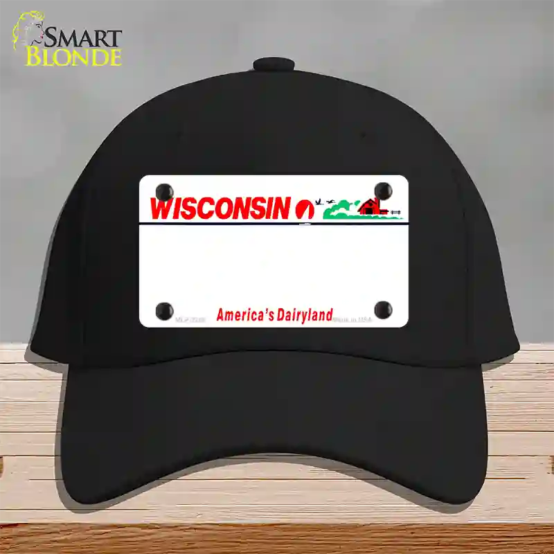 Wisconsin State Blank Novelty License Plate Hat Cotton / Black