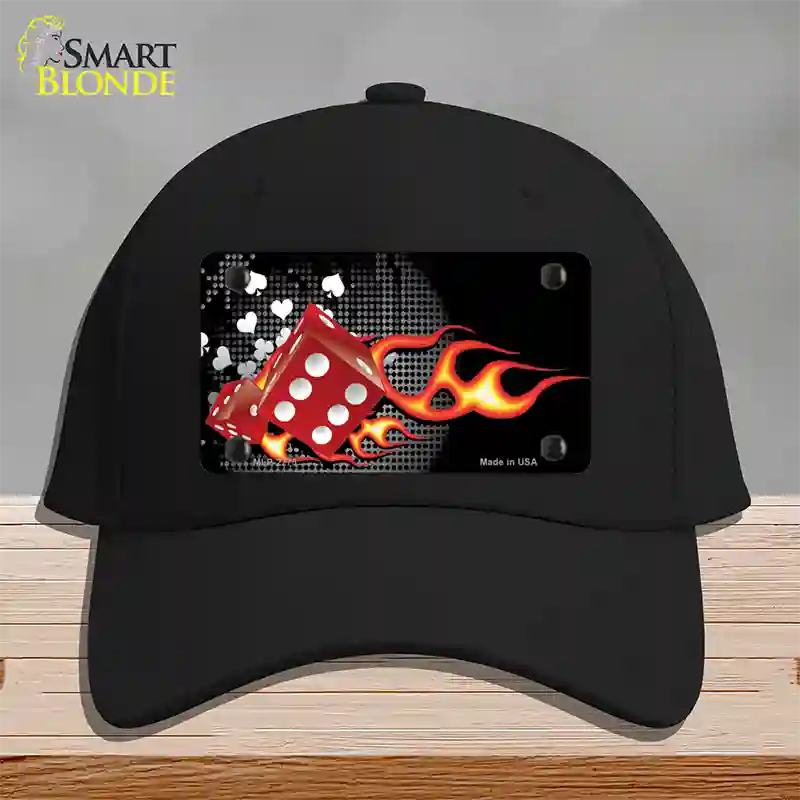 Fire Dice Flame Novelty License Plate Hat Cotton / Black