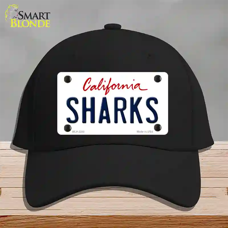 Sharks California State Novelty License Plate Hat Cotton / Black