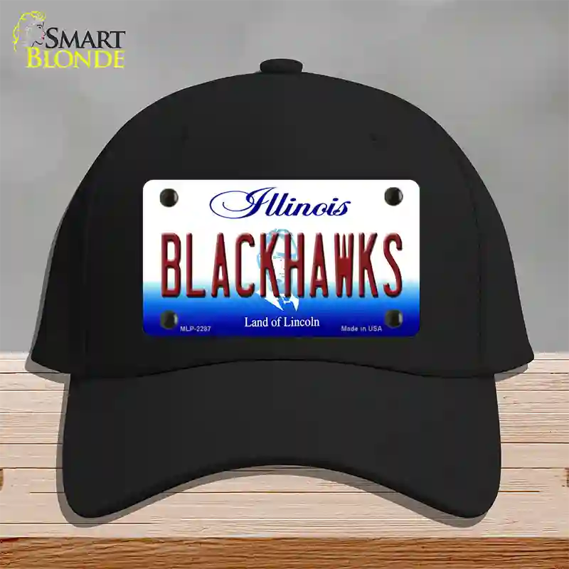 Blackhawks Illinois State Novelty License Plate Hat Cotton / Black