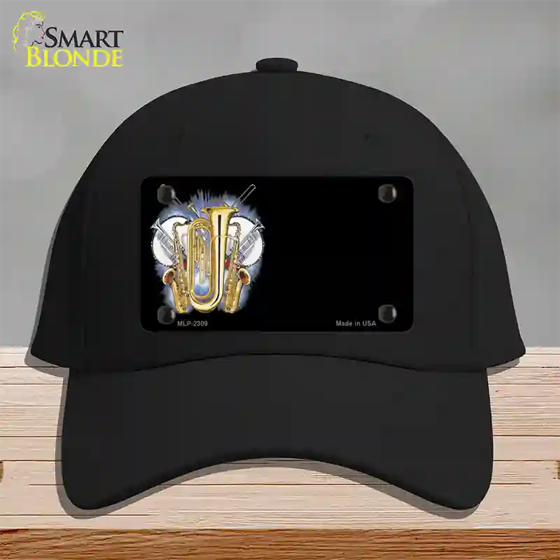 Band Musical Instruments Offset Novelty License Plate Hat Cotton / Black