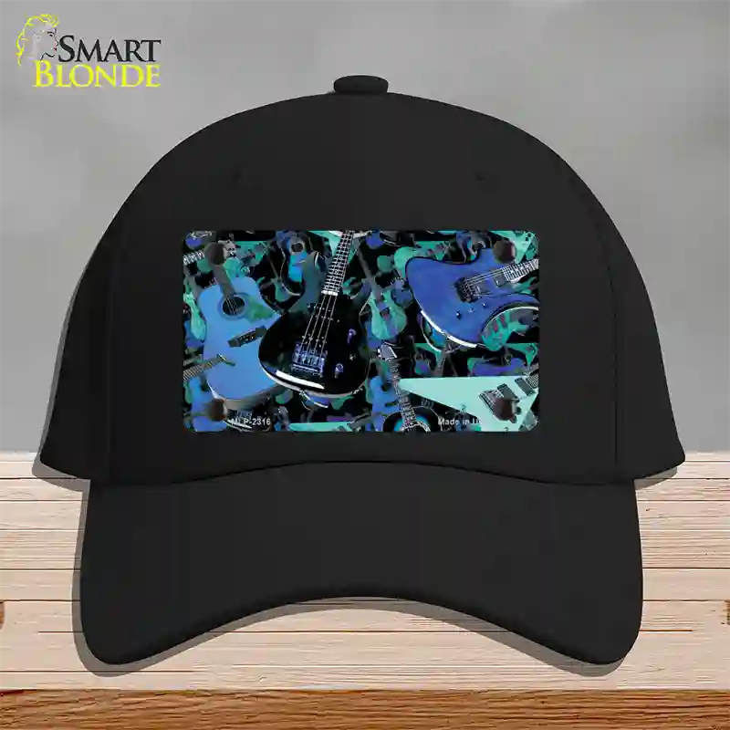 Guitars Blue Novelty License Plate Hat Cotton / Black