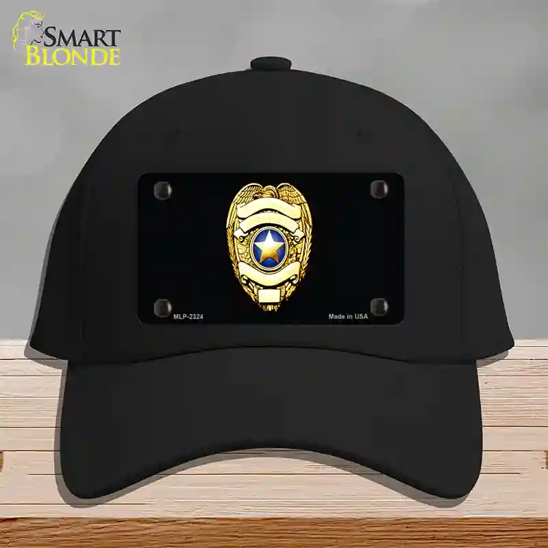 Police Badge Novelty License Plate Hat Cotton / Black