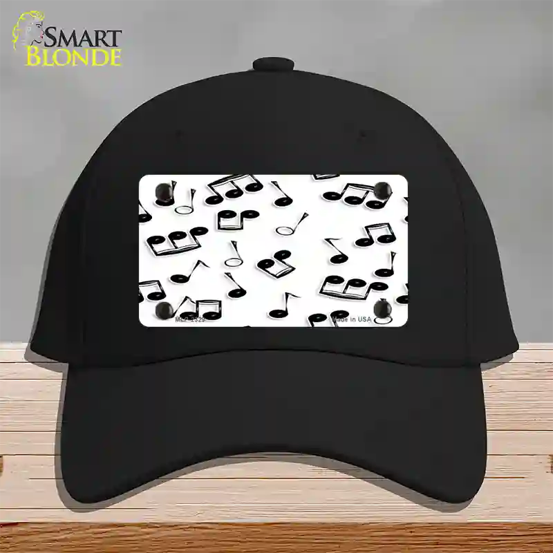 Musical Notes Black White Novelty License Plate Hat Cotton / Black