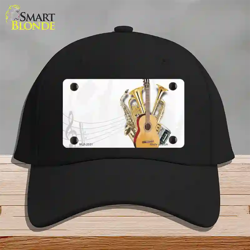 Musical Instruments Offset Novelty License Plate Hat Cotton / Black