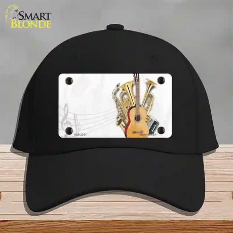 Musical Instruments Offset Novelty License Plate Hat Cotton / Black