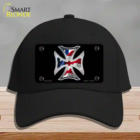 Maltese Cross Flag Novelty License Plate Hat Cotton / Black