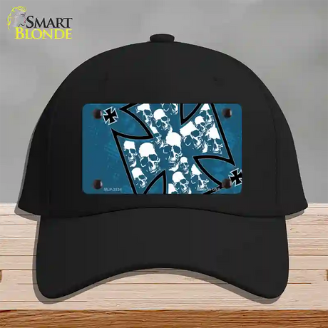 Maltese Cross Skulls Novelty License Plate Hat Cotton / Black