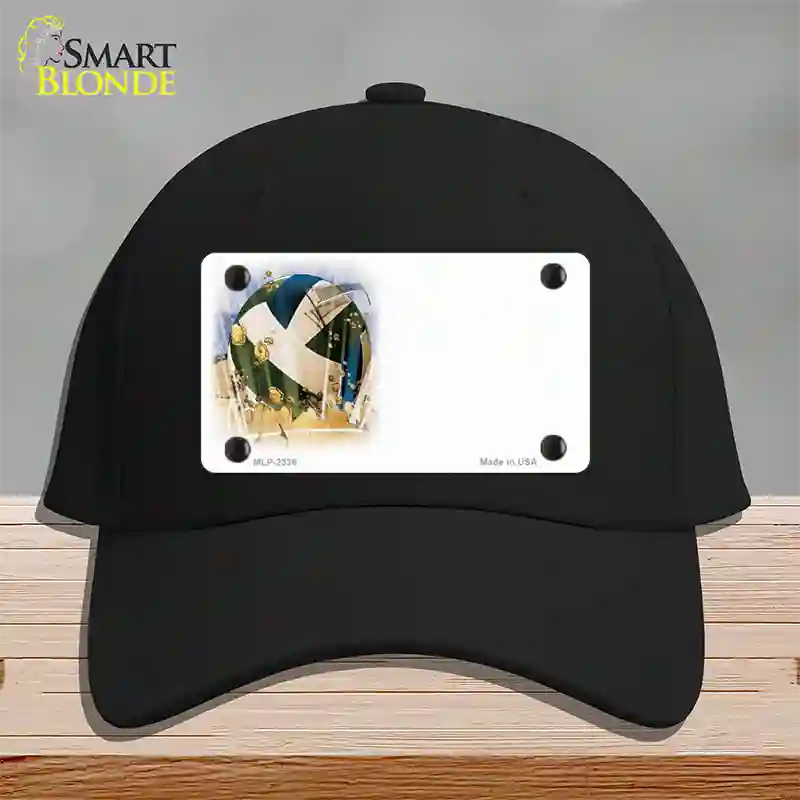 Volleyball Offset Novelty License Plate Hat Cotton / Black