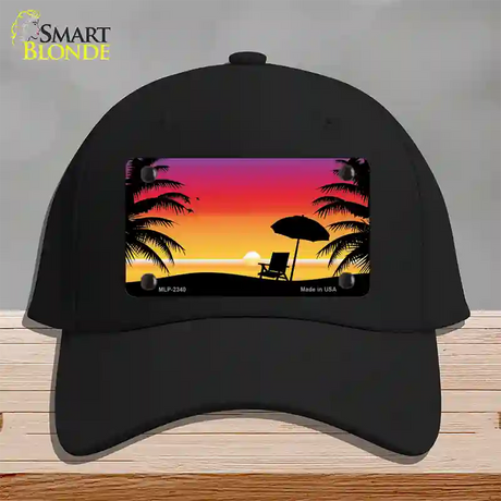 Sunset Beach Novelty License Plate Hat Cotton / Black