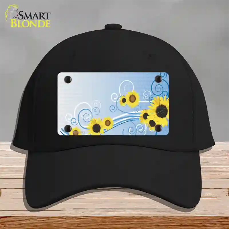 Sunflowers Novelty License Plate Hat Cotton / Black