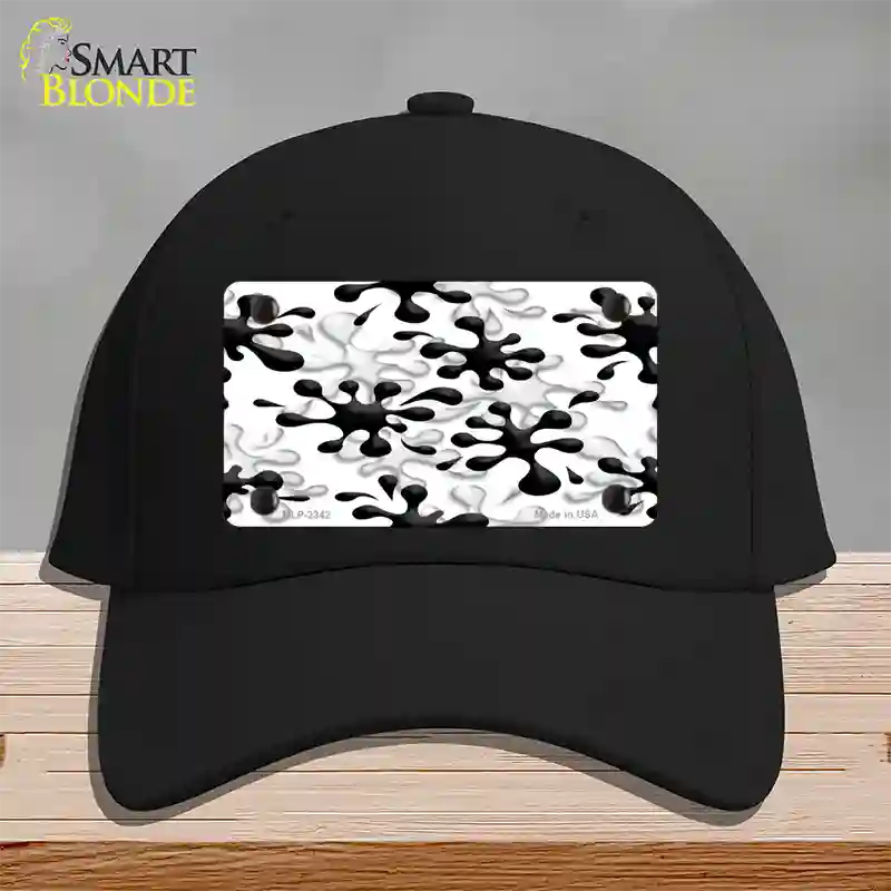 Splatter Black White Novelty License Plate Hat Cotton / Black