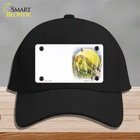 Softball Offset Novelty License Plate Hat Cotton / Black