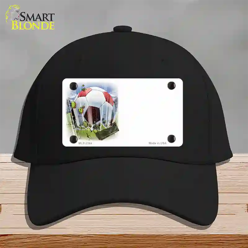 Soccer Ball Offset Novelty License Plate Hat Cotton / Black