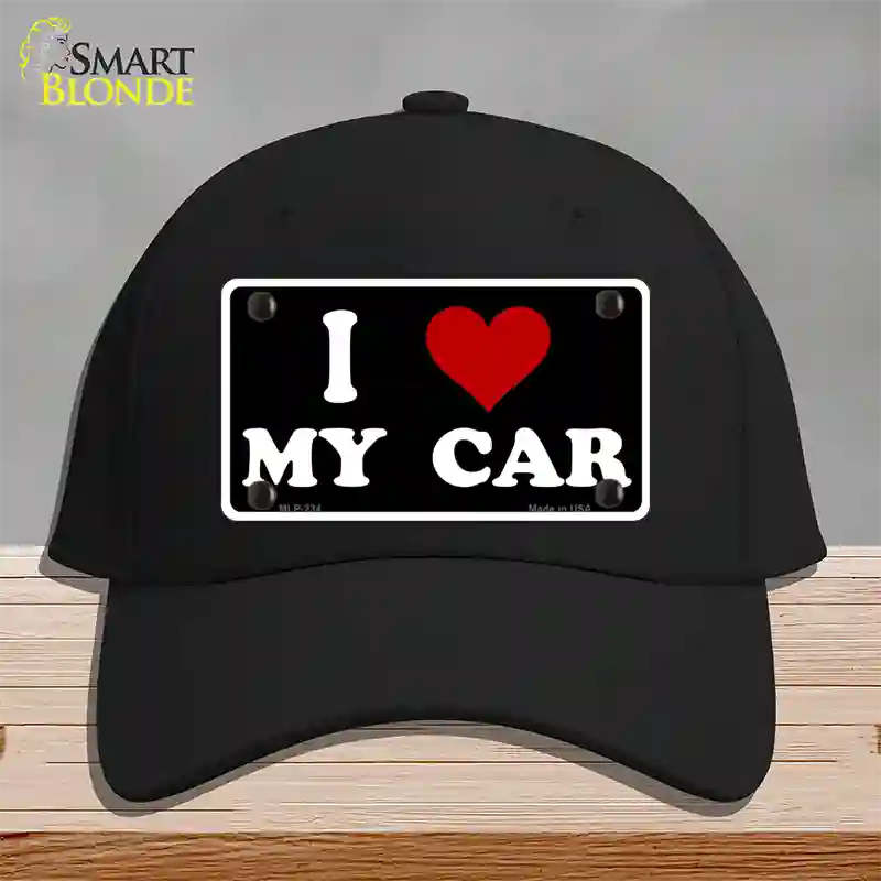 I Love My Car Black Novelty License Plate Hat Cotton / Black