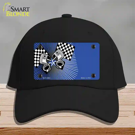 Racing Pistons Offset Novelty License Plate Hat Cotton / Black