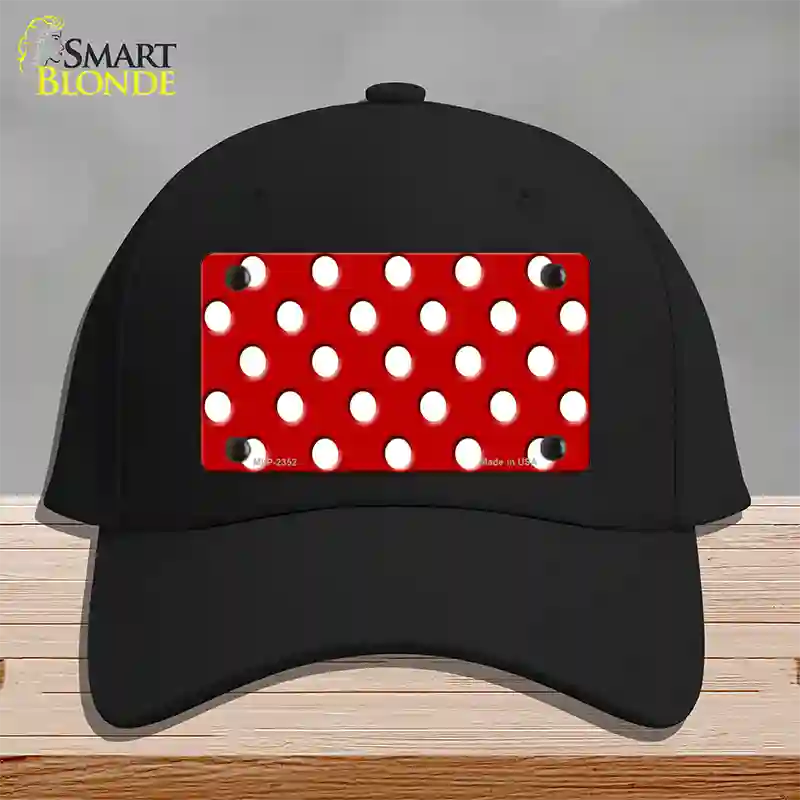 White Polka Dots Red Novelty License Plate Hat Cotton / Black