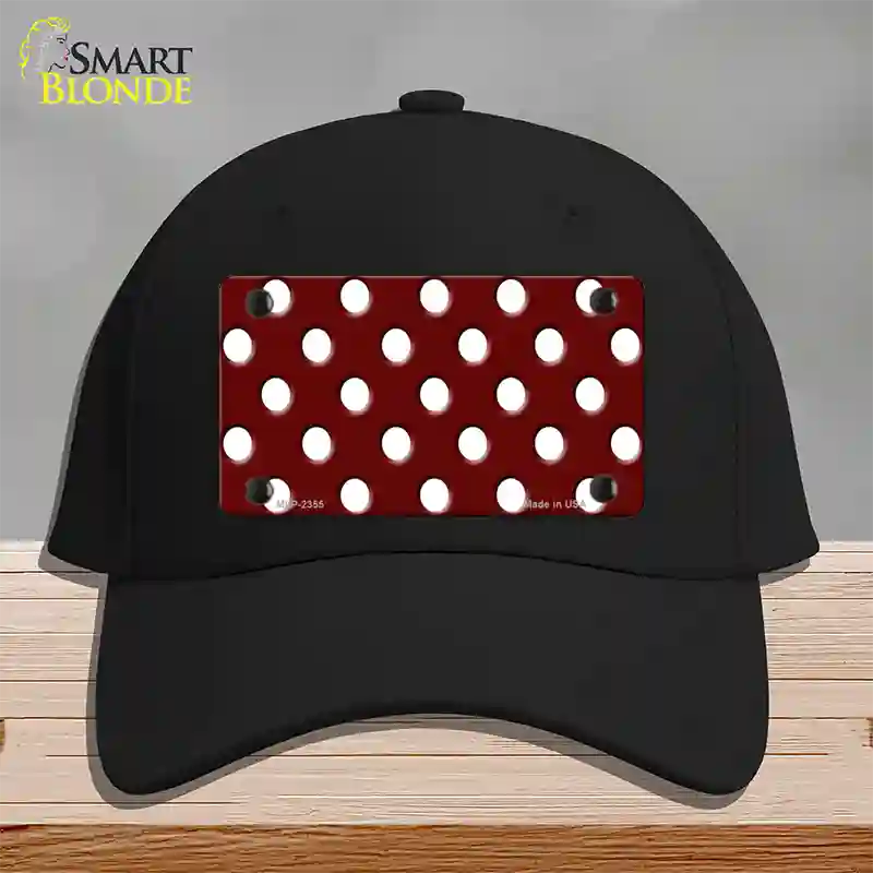 White Polka Dots Burgundy Novelty License Plate Hat Cotton / Black