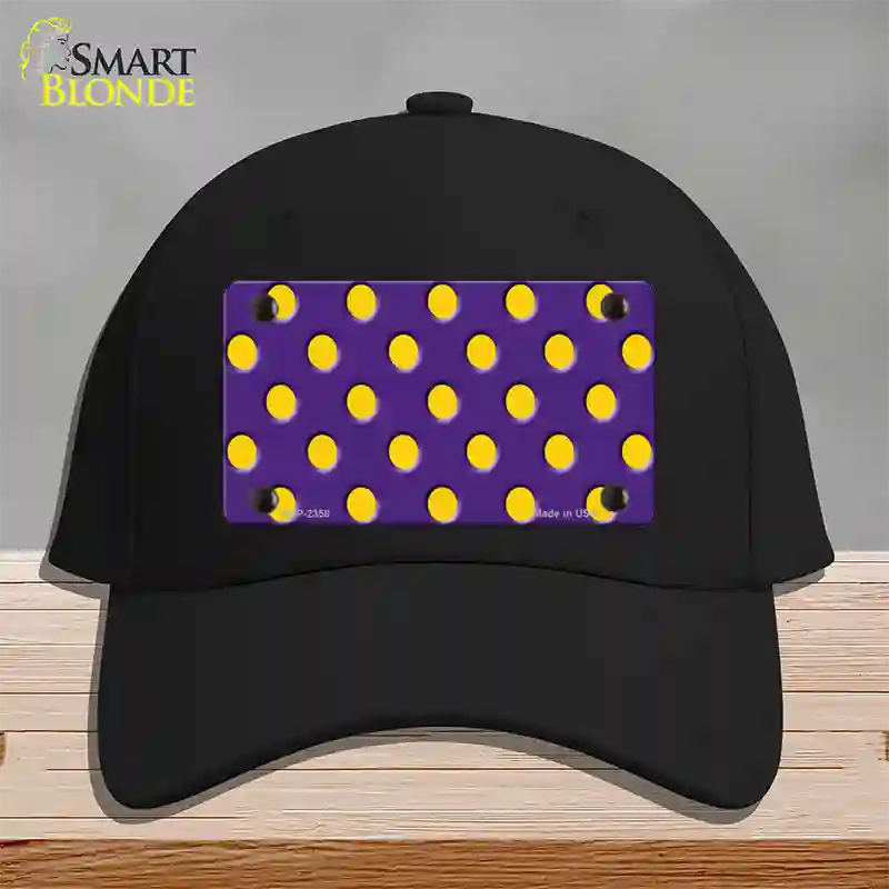 Yellow Polka Dots Purple Novelty License Plate Hat Cotton / Black