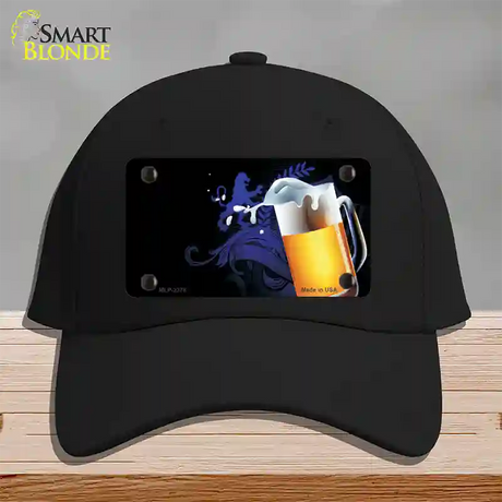 Frothy Beer Mug Offset Novelty License Plate Hat Cotton / Black