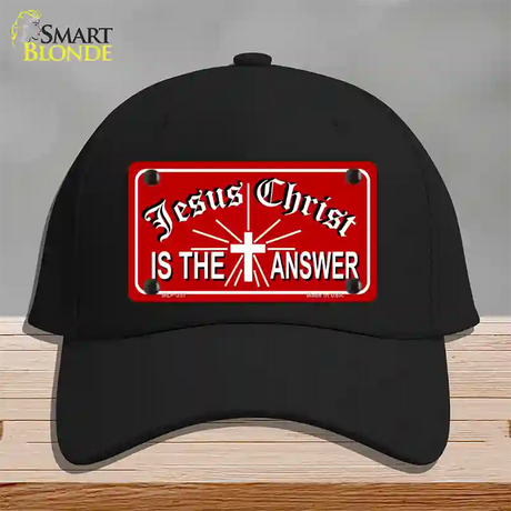 Jesus Christ Is The Answer Novelty License Plate Hat Cotton / Black