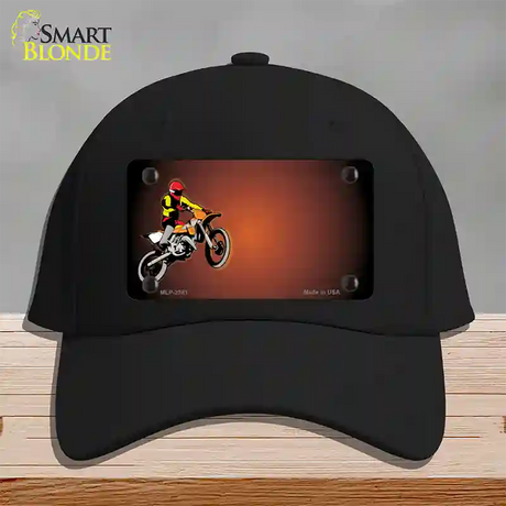 Dirt Bike Rider Offset Novelty License Plate Hat Cotton / Black