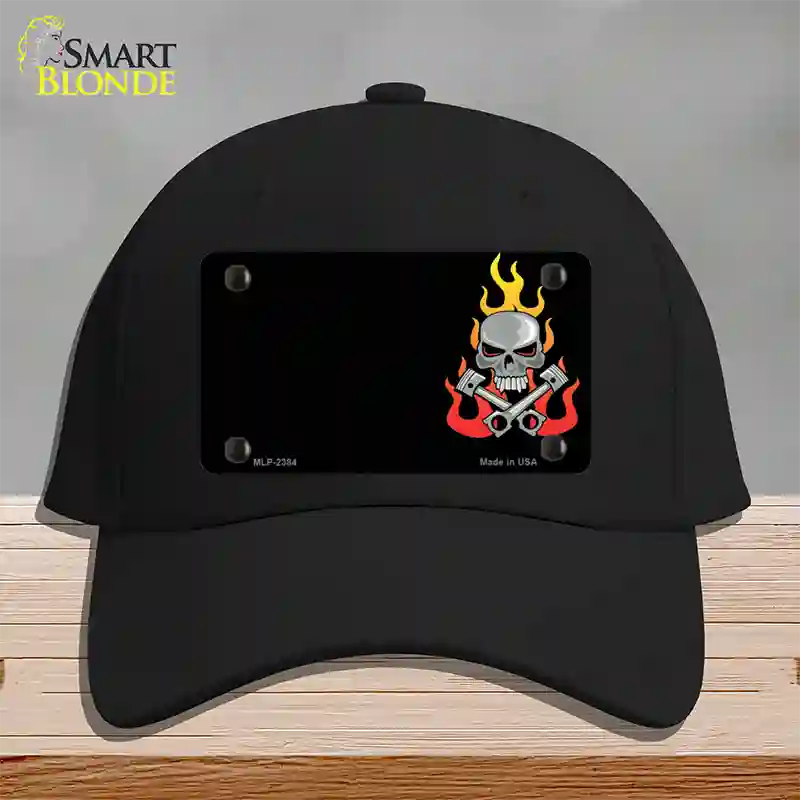 Gear Head Skull Offset Novelty License Plate Hat Cotton / Black