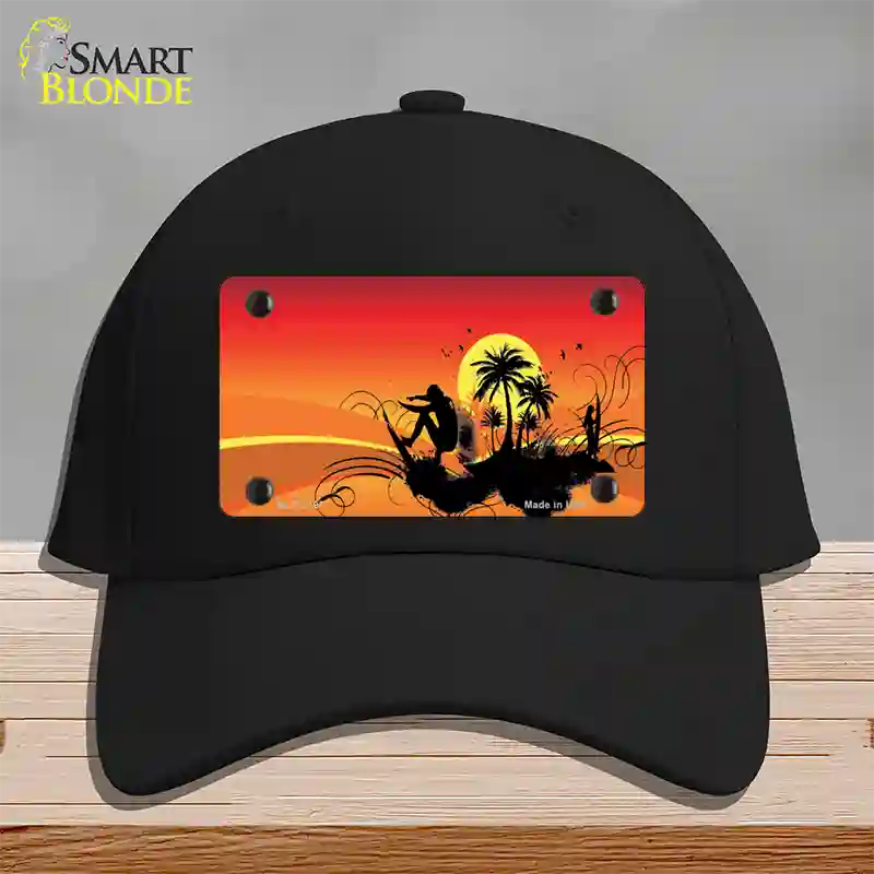 Sunset Surfer Novelty License Plate Hat Cotton / Black