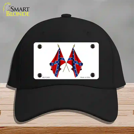 Confederate Crossed Flags Novelty License Plate Hat Cotton / Black