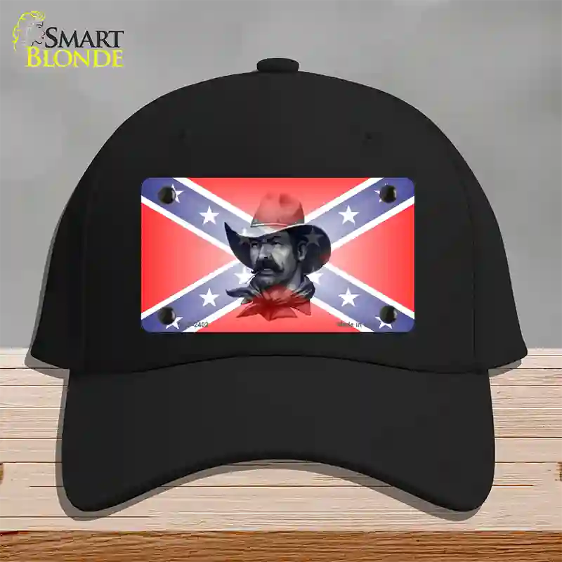 Confederate Flag Cowboy Novelty License Plate Hat Cotton / Black