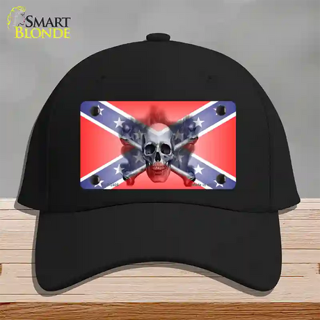 Confederate Flag Skull Novelty License Plate Hat Cotton / Black