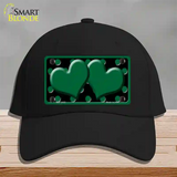 Green Black Polka Dot Green Center Hearts Novelty License Plate Hat Cotton / Black