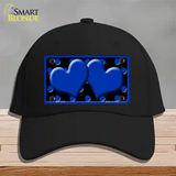 Blue Black Polka Dot Blue Center Hearts Novelty License Plate Hat Cotton / Black