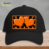 Orange Black Polka Dot Orange Center Hearts Novelty License Plate Hat Cotton / Black