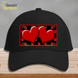 Red Black Polka Dot Red Center Hearts Novelty License Plate Hat Cotton / Black