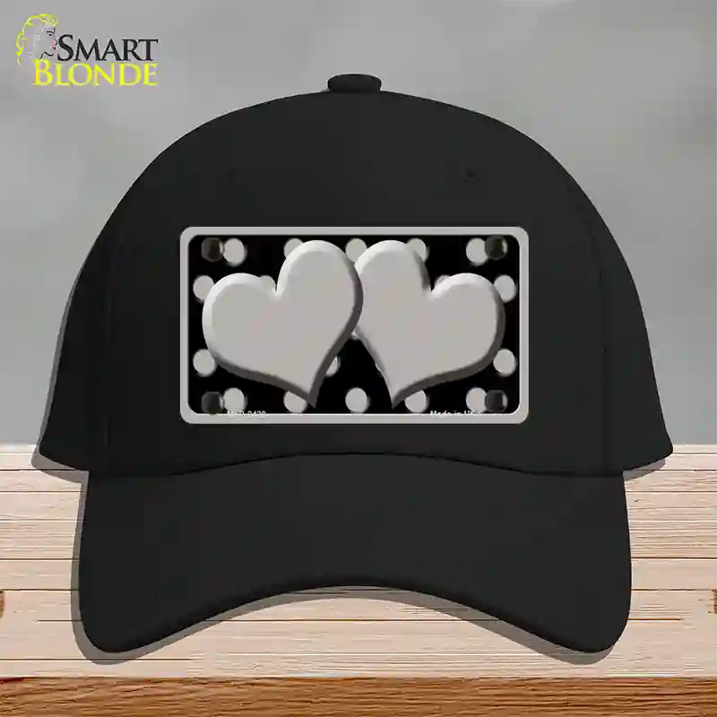 Grey Black Polka Dot Grey Center Hearts Novelty License Plate Hat Cotton / Black