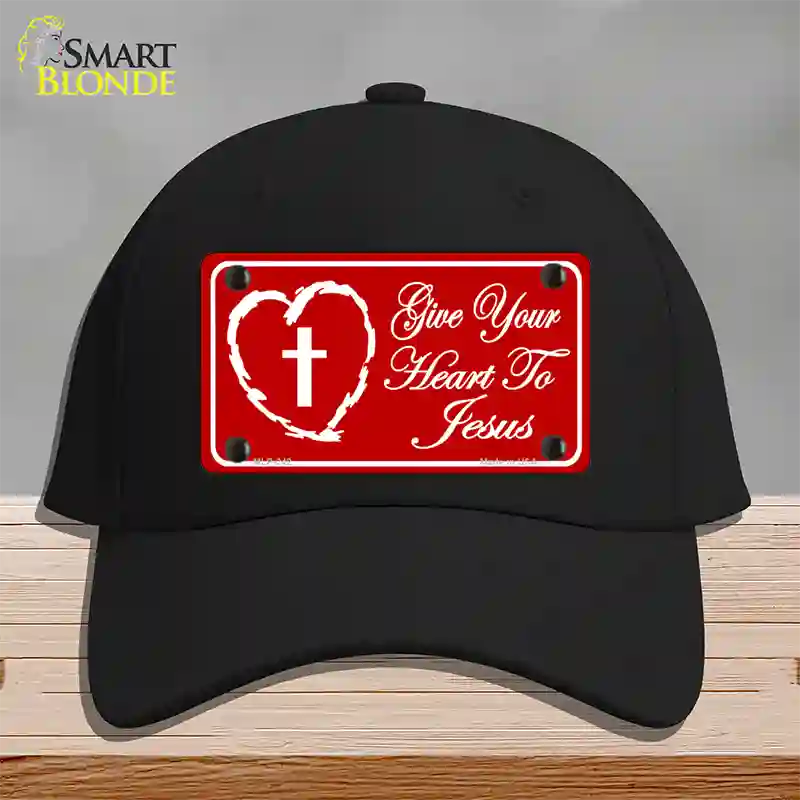 Give Your Heart To Jesus Novelty License Plate Hat Cotton / Black