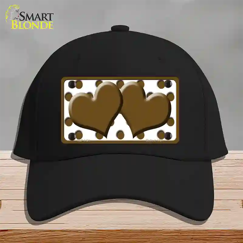 Brown White Polka Dot Brown Centered Hearts Novelty License Plate Hat Cotton / Black