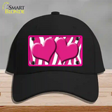 Hot Pink White Zebra Hot Pink Centered Hearts Novelty License Plate Hat Cotton / Black