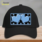 Light Blue Black Polka Dot Light Blue Centered Hearts Novelty License Plate Hat Cotton / Black