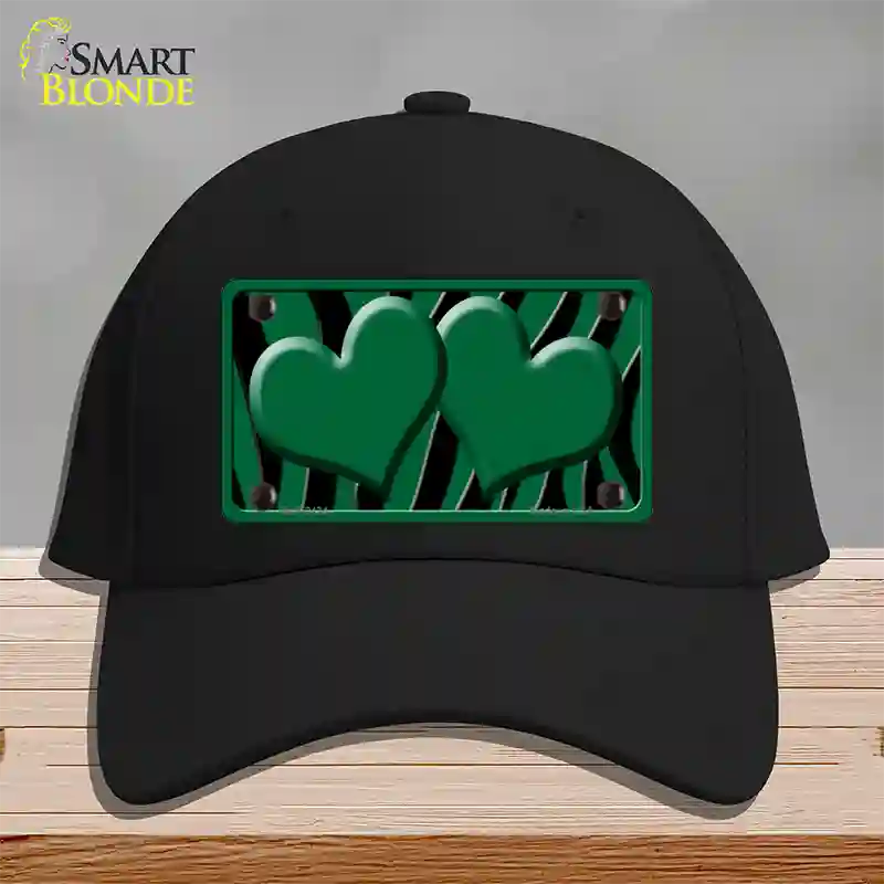 Green Black Zebra Green Centered Hearts Novelty License Plate Hat Cotton / Black