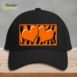 Orange Black Zebra Orange Centered Hearts Novelty License Plate Hat Cotton / Black