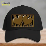 Brown Black Zebra Brown Centered Hearts Novelty License Plate Hat Cotton / Black