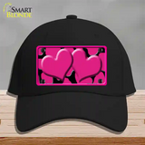 Pink Black Giraffe Pink Centered Hearts Novelty License Plate Hat Cotton / Black