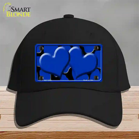 Blue Black Giraffe Blue Centered Hearts Novelty License Plate Hat Cotton / Black